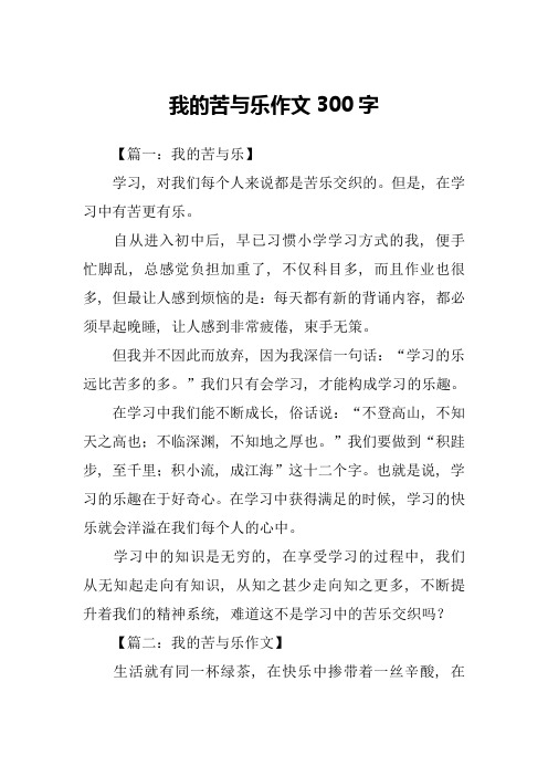 我的苦与乐作文300字