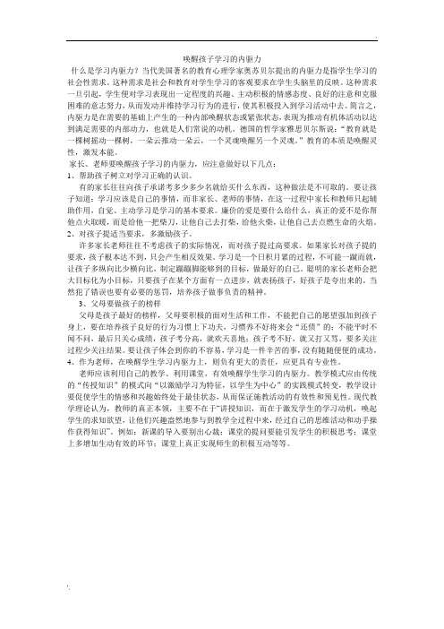 唤醒孩子学习的内驱力