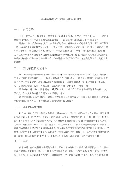 毕马威华振会计师事务所实习报告