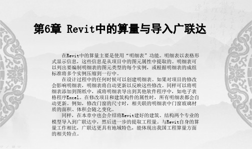 Revit与广联达算量计价交互第6章 Revit中的算量与导入广联达PPT培训课件