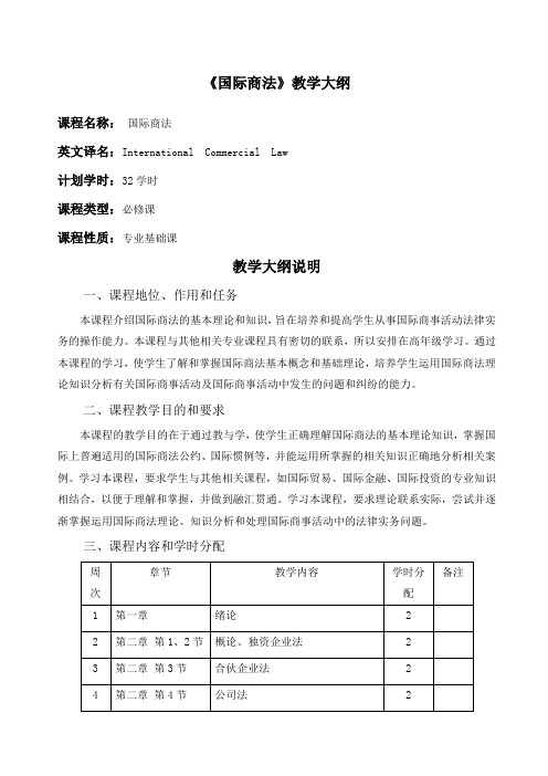 《国际商法》教学大纲