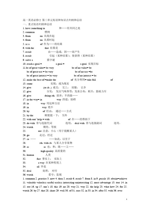 (完整word版)高中英语必修二第三单元知识点总结