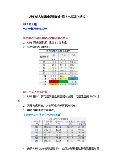 UPS输入输出电流如何计算？电缆如何选择？