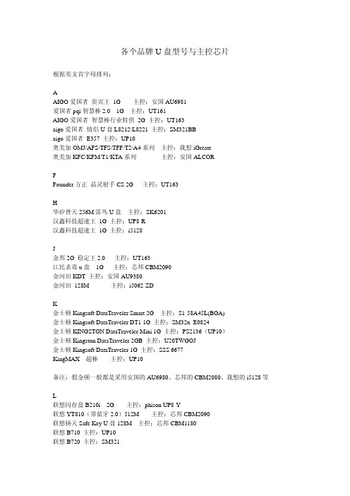 各个品牌U盘型号与主控芯片