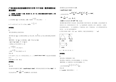 广西壮族自治区防城港市华兰中学2020年高一数学理期末试题含解析