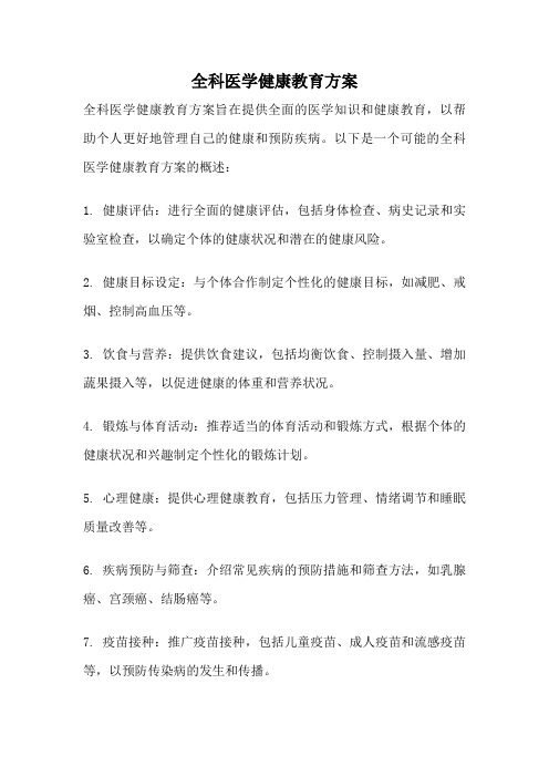 全科医学健康教育方案