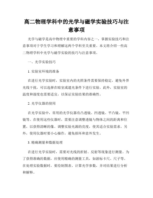 高二物理学科中的光学与磁学实验技巧与注意事项