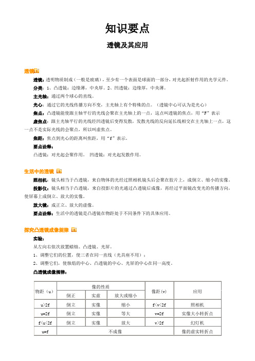 八年级物理第五章知识点汇总