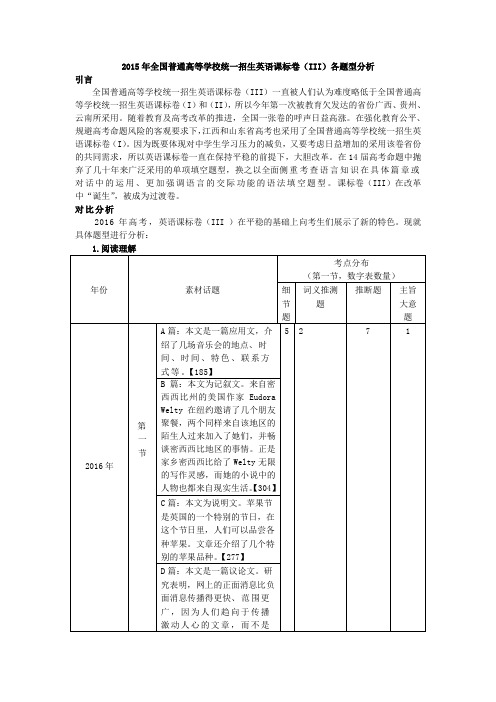 高考英语课标卷III命题特点分析(2)