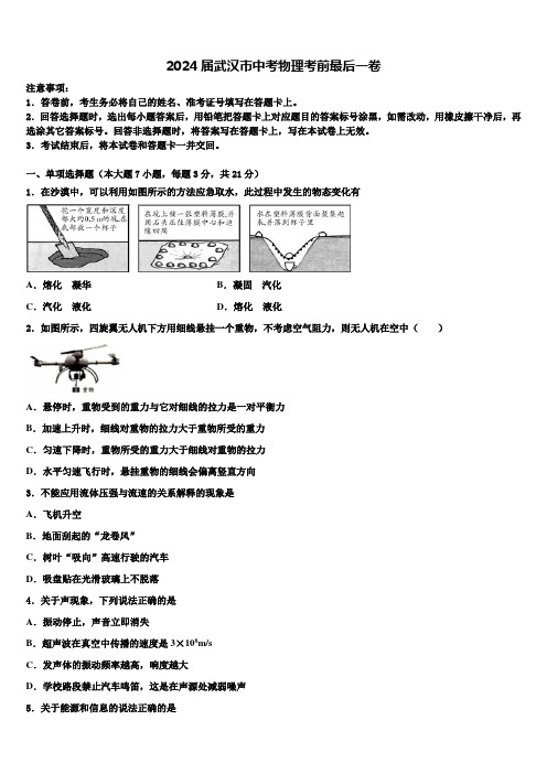 2024届武汉市中考物理考前最后一卷含解析