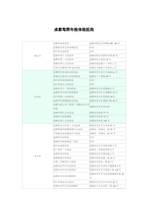 成都驾照年检体检医院