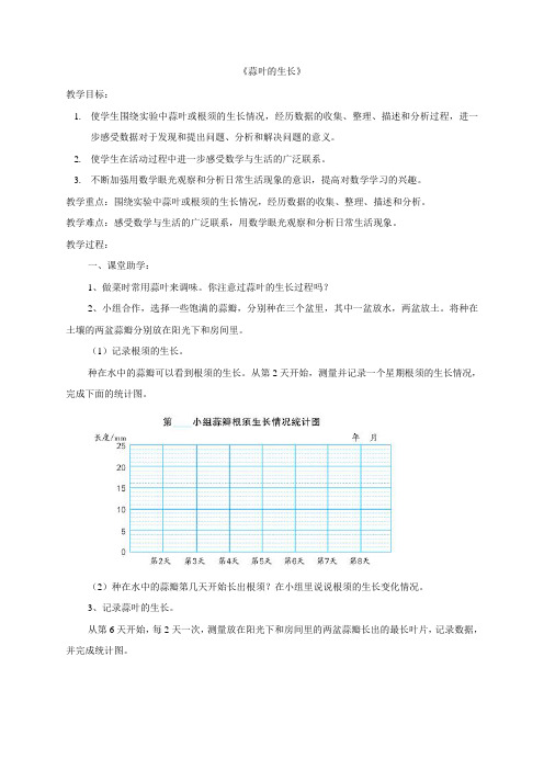 5年级数学苏教版下册教案第2单元后《蒜叶 的生长》