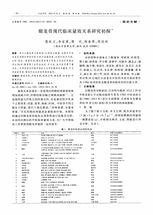 煅龙骨现代临床量效关系研究初探