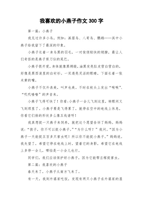 我喜欢的小燕子作文300字_作文