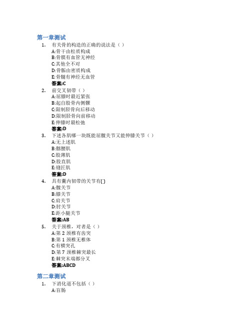 系统解剖学智慧树知到答案章节测试2023年武汉科技大学