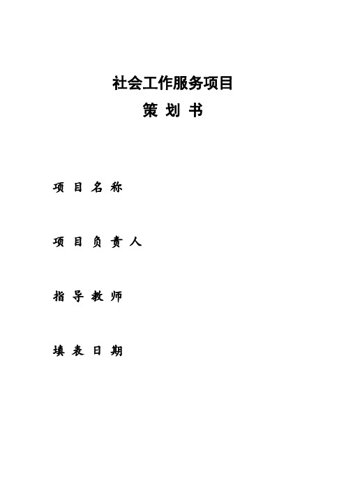 青少年社会工作项目设计计划书模板【11社会学社会工作】