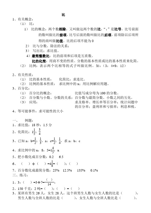 比和比例复习练习