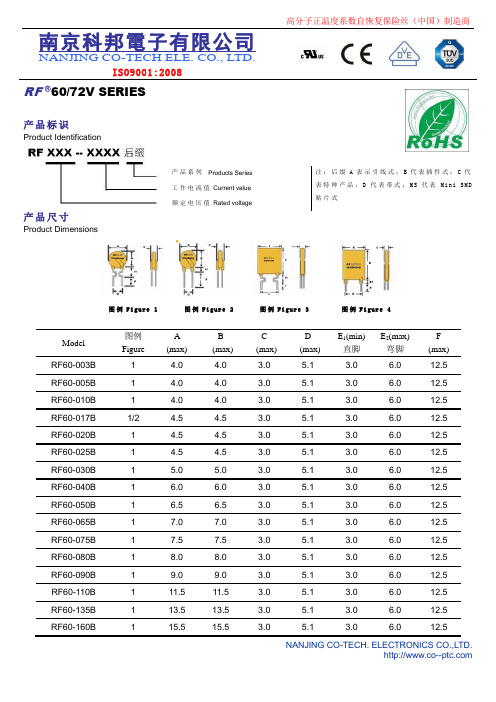 RF系列自恢复保险丝60V全系列