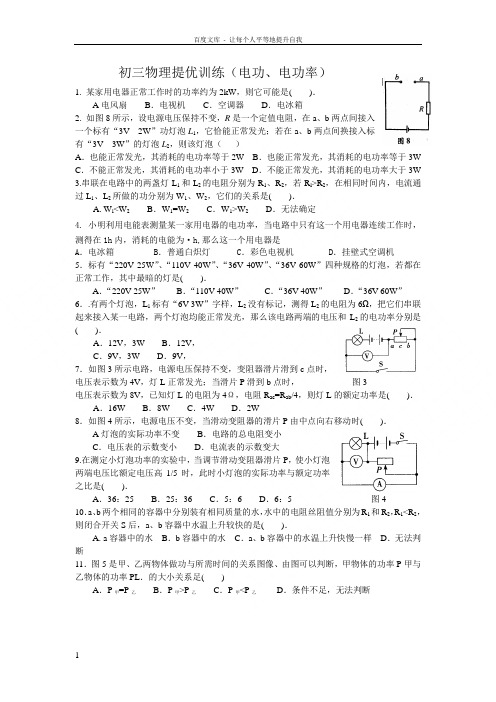 苏科版初中物理九下152电功率同步试题10