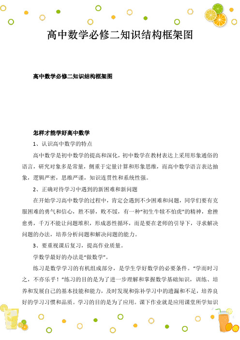 高中数学必修二知识结构框架图