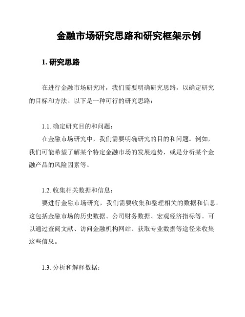 金融市场研究思路和研究框架示例