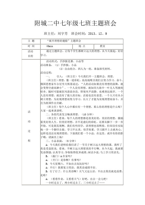 “展开理想的翅膀”主题班会