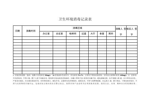 卫生环境消毒记录表