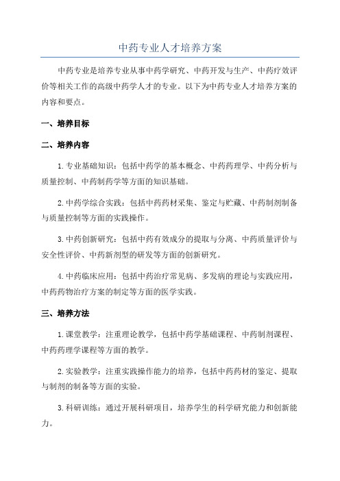 中药专业人才培养方案