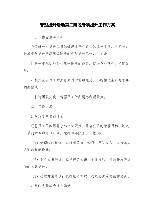 管理提升活动第二阶段专项提升工作方案