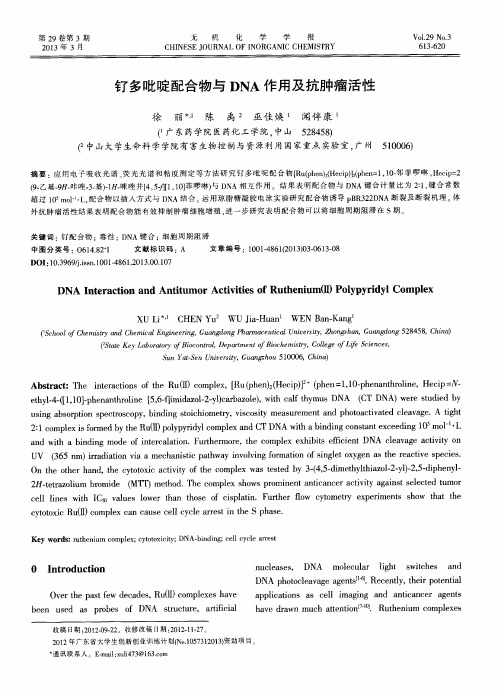 钌多吡啶配合物与DNA作用及抗肿瘤活性