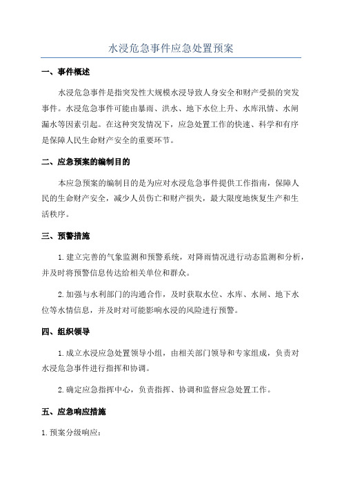 水浸危急事件应急处置预案