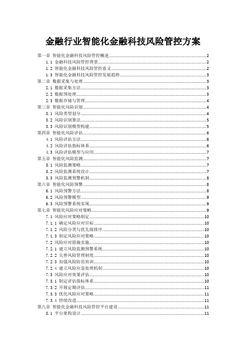 金融行业智能化金融科技风险管控方案