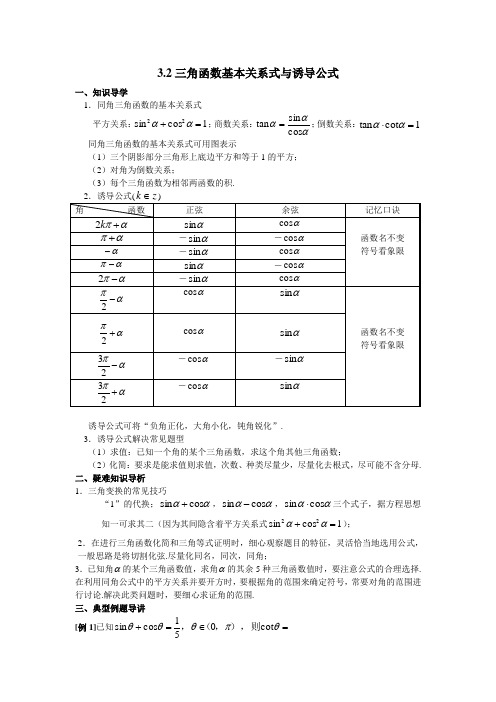 高中必修1-5错误解题分析系列-《3.2三角函数基本关系式与诱导公式》