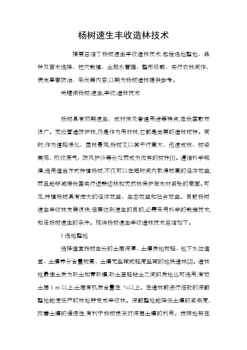 杨树速生丰收造林技术