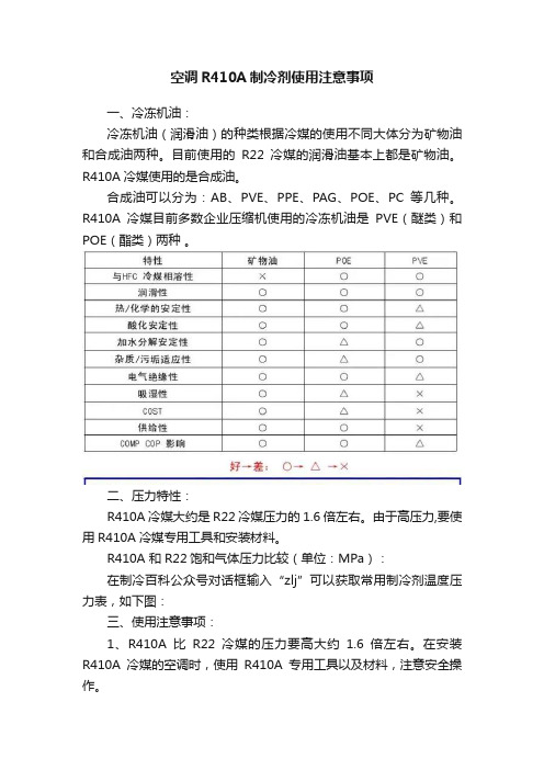 空调R410A制冷剂使用注意事项