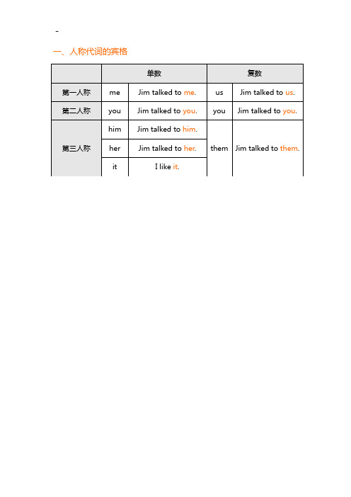 小学英语三学年-人称代词的宾格常用固定短语