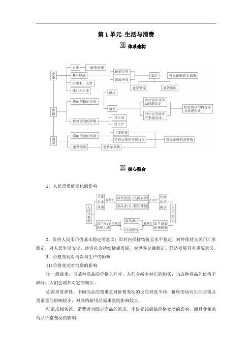 2021届高考政治一轮复习模块1经济生活第1单元生活与消费单元综合提升教学案