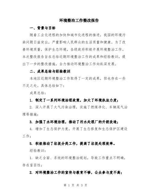 环境整治工作整改报告