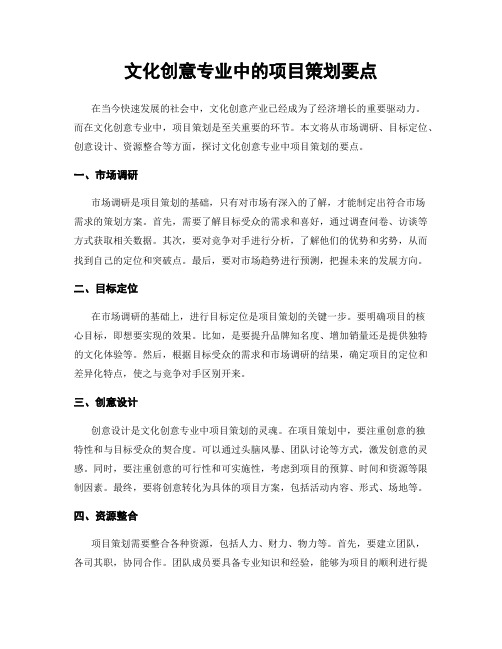 文化创意专业中的项目策划要点