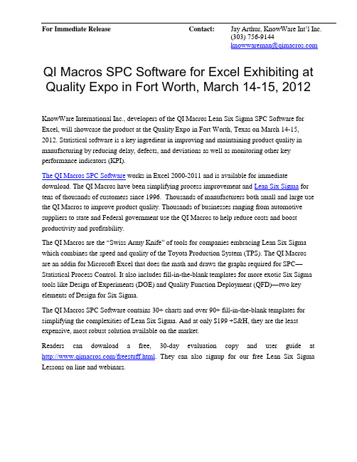 QI Macros SPC Software for Excel - Quality Expo in