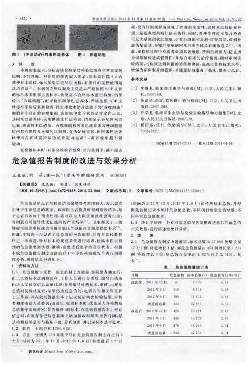 危急值报告制度的改进与效果分析