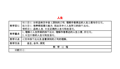 山东省九年级语文下册12+人生教案+新人教版