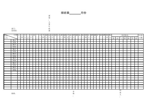 各部门排班表