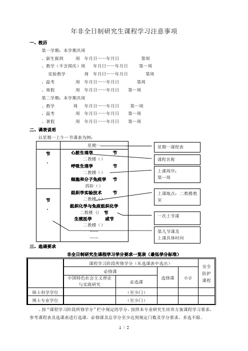 非全日制研究生课程学习注意事项