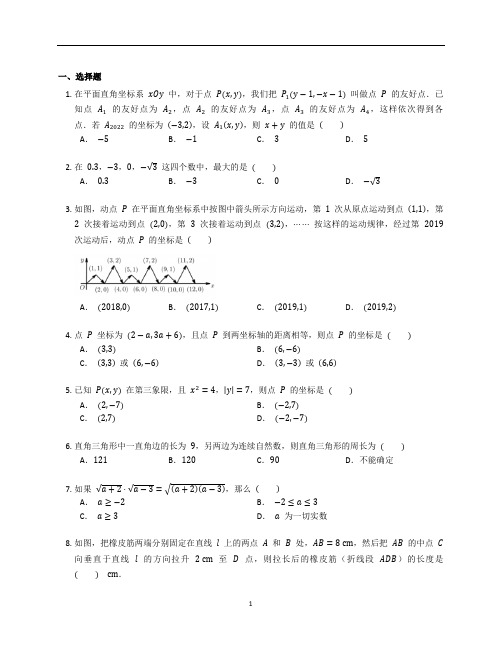 新北师大版八年级数学上册期中考试检测试题含答案解析(9)