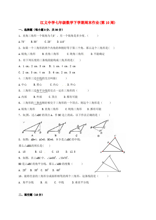 广东省佛山市顺德区2016-2017学年七年级数学下学期第10周周末作业(平行班,无答案) 新人教版