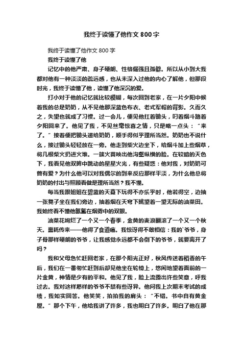 我终于读懂了他作文800字