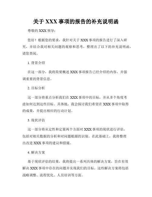 关于XXX事项的报告的补充说明函