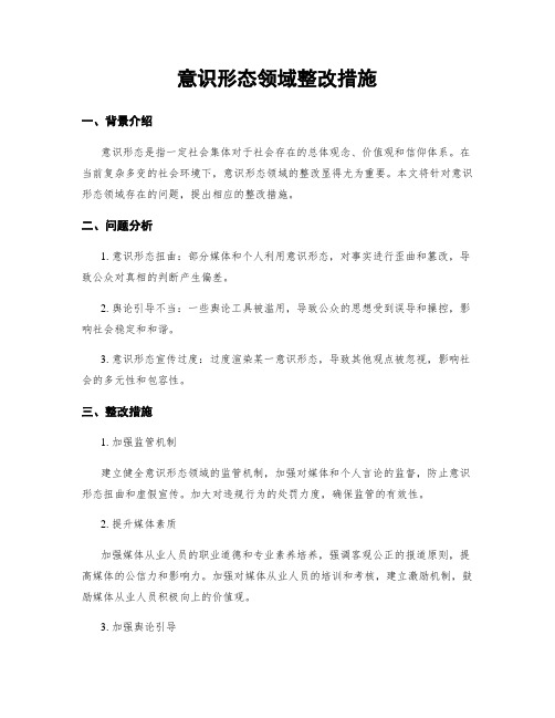 意识形态领域整改措施