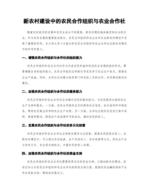 新农村建设中的农民合作组织与农业合作社